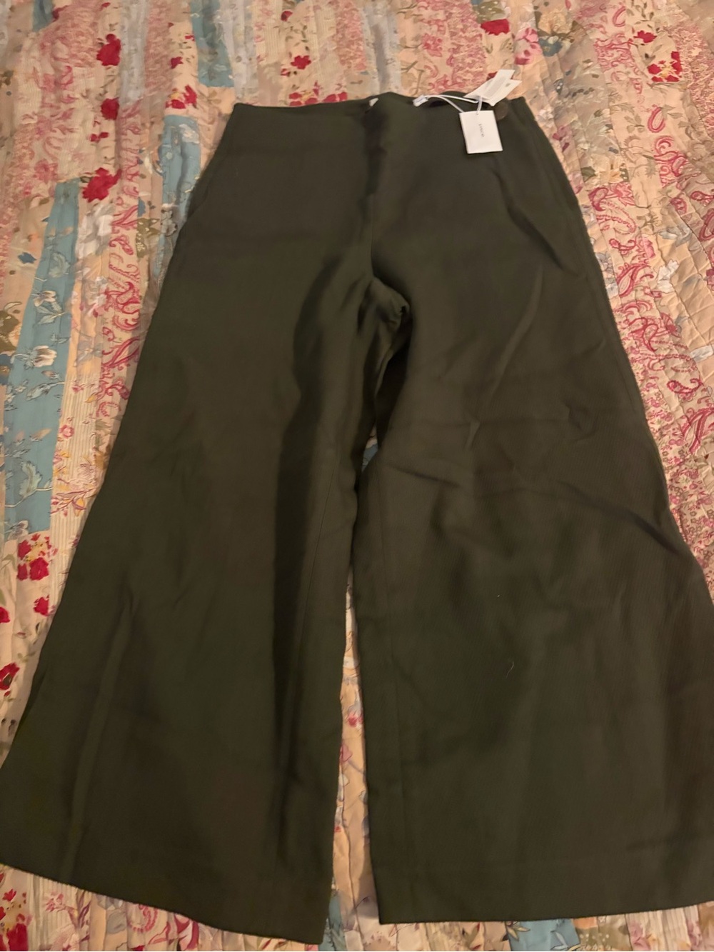 Vince Olive Green Wide-Leg Trousers